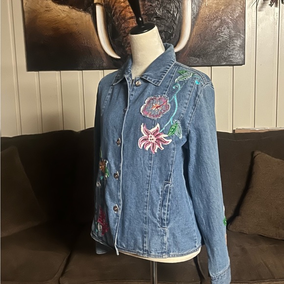 Bleu Bayou • Vintage • Medium • Blue • Denim Jacket • Floral & Hummingbird • New - Picture 14 of 15